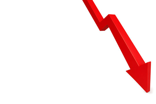 A red arrow descends downward in a sharp decline motion quickly.