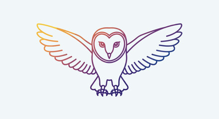 Obraz premium Minimalist Barn Owl Illustration with Gradient Wings on White Background