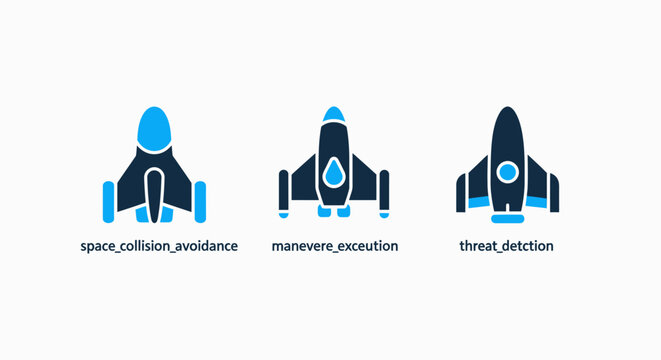 Advanced aerospace collision avoidance and threat detection technology icons with aerospace technology collision avoidance detection aviation interception security military tracking aircraft