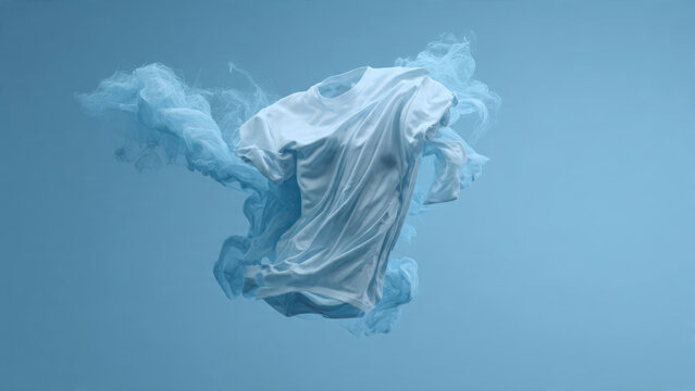 Plastic bag floating in ocean water.