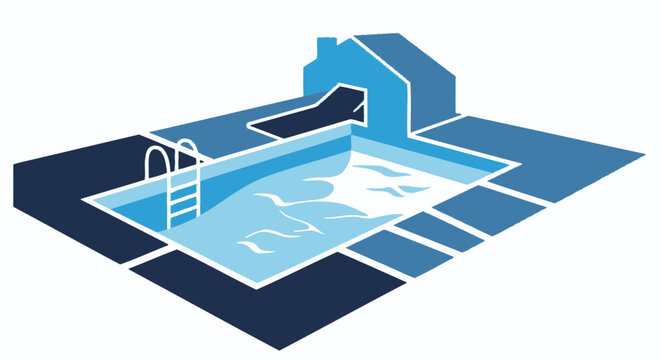 Swimming pool with ladder and slide.
