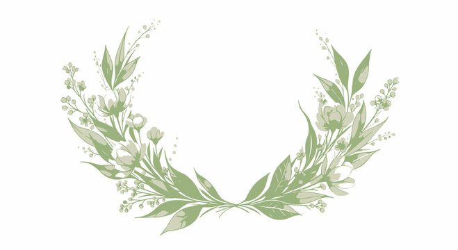 Elegant Sage Green Floral Wreath Vector for Invitation Border