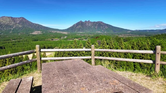 らくだ山展望台から見える阿蘇五岳