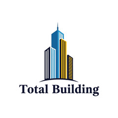 Fototapeta premium Modern City Skyline Logo with Tall Buildings Representing Total Building Company.
