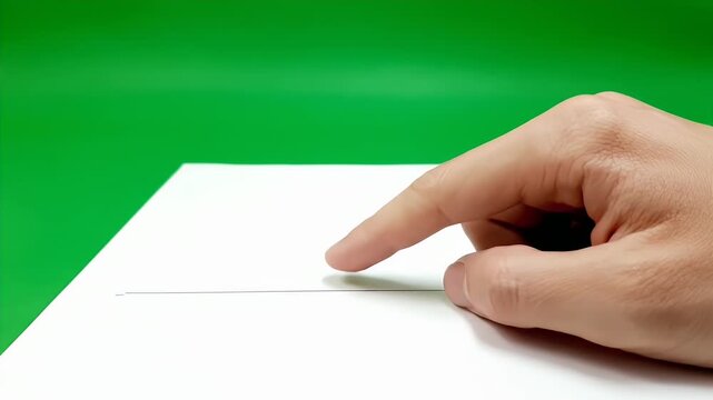 Voting Concept with Human Hand Inserting Ballot into White Box on Green Screen Background Isolated