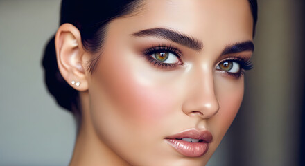 Fototapeta premium Close up portrait of a beautiful woman with dramatic makeup