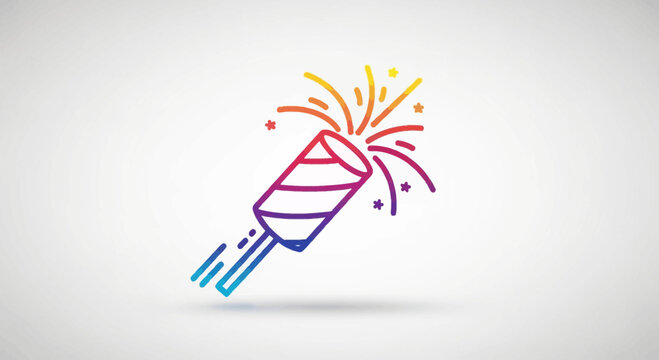 Colorful Firecracker Exploding with Sparks and Stars, Celebration Concept