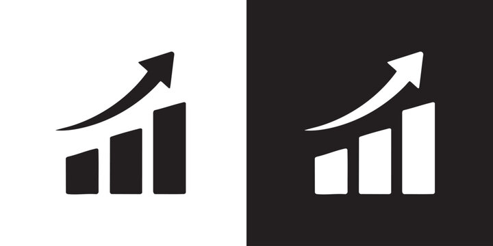 Minimalist Silhouette of Upward Arrow with Ascending Trapezoids Indicating Growth in Black and White