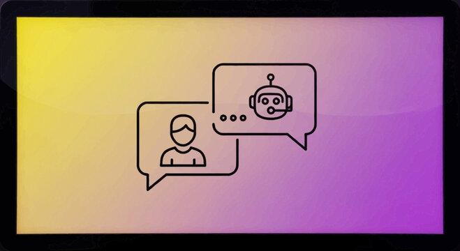 Chatbot communication with human user, AI assistant conversation, customer support, digital interaction