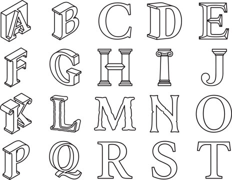 A collection of alphabet letters arranged in a grid, creating a visual display of typography and design.