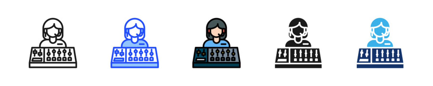 Sound Engineer Icon Collection With Multiple Styles