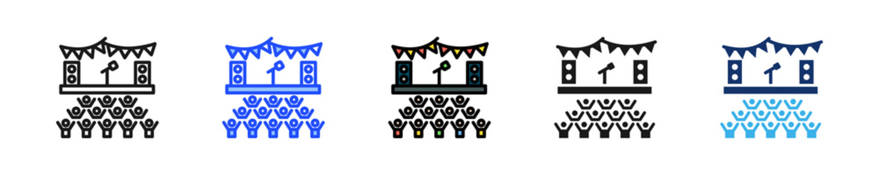 Music Festival Icon Collection With Multiple Styles