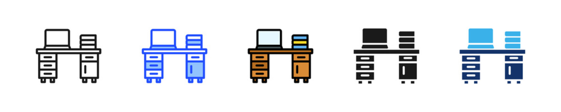 Registration Desk Icon Collection With Multiple Styles