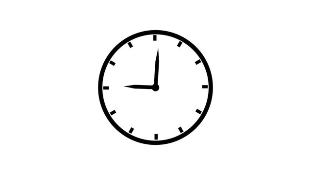 Minimalist analog clock face spinning rapidly, time passing concept, white background, watch fast.