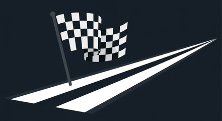 Finish Line Flag and Racing Track Illustration. © bagong