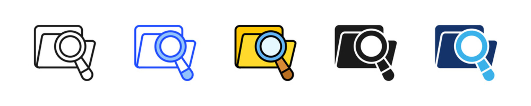 Folder Search Icon Collection With Multiple Styles