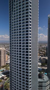 Vertical Aerial of Q1 Tower and Surfers Paradise Beach