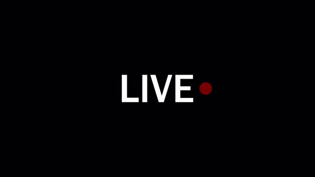 Live button Animation on transparent background,  live streaming icon animation, live streaming and broadcast icon with alpha channel.