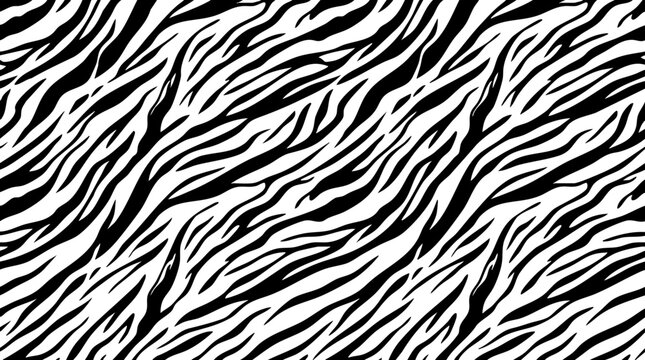Black White Zebra Pattern Abstract Animal Print Seamless Texture