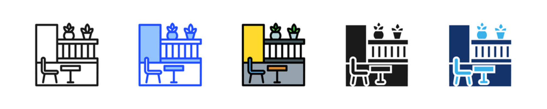 Small Balcony Icon Collection With Multiple Styles