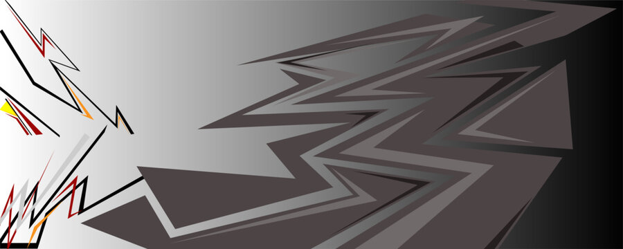 Abstract geometric background for car wrap or livery design. Featuring grey gradient and sharp, dynamic dark grey jagged patterns on a white background. Modern and aggressive sports design element.