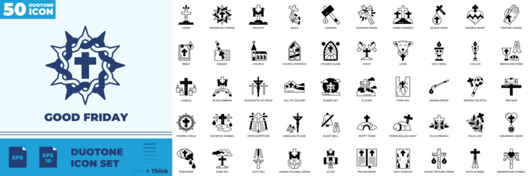 Good Friday Duotone Editable Icons set