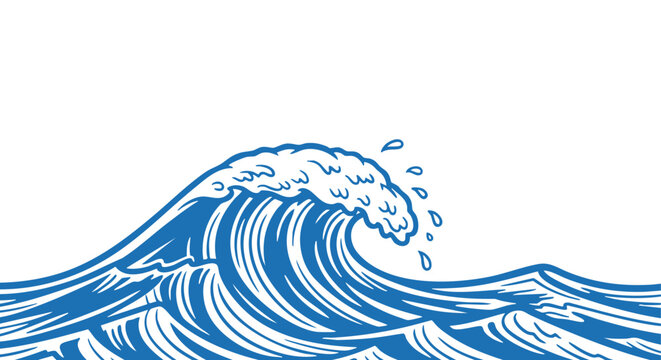 Ocean Wave Illustration Blue Sea Surf Abstract Vector Design