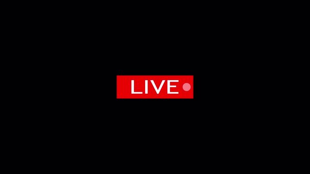 Live button Animation on transparent background,  live streaming icon animation, live streaming and broadcast icon with alpha channel.