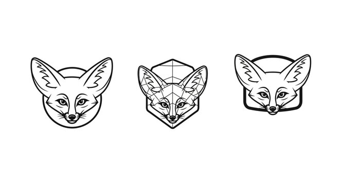 Fennec Fox Head Illustrations - A Trio of Stylized Designs.