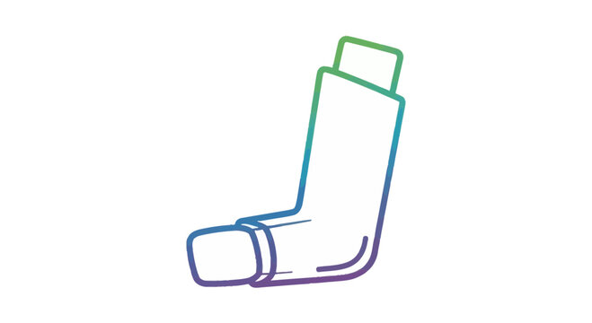 Asthma inhaler icon, medical device for respiratory disease treatment, isolated on white background