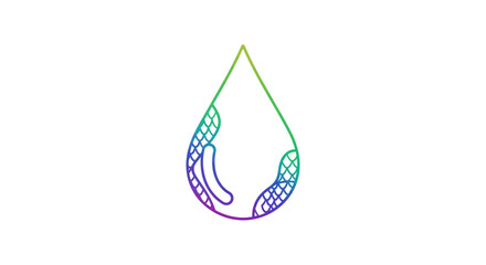 Naklejka premium Abstract watercolor drop with rainbow gradient and grid pattern