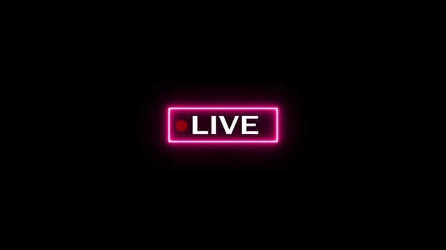 Live button Animation on transparent background,  live streaming icon animation, live streaming and broadcast icon with alpha channel.