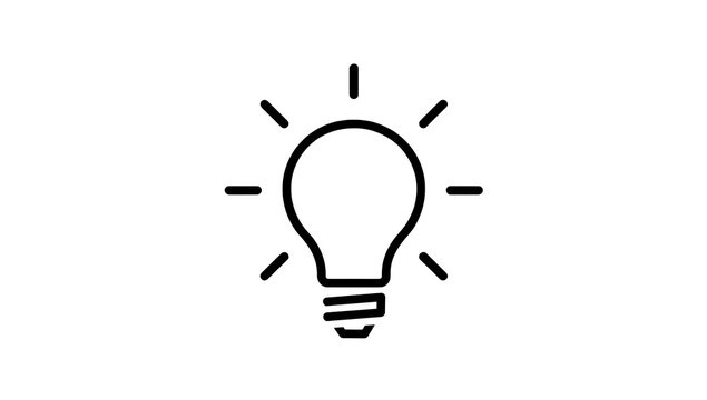 minimalist lightbulb outline icon vector for innovation and idea concept