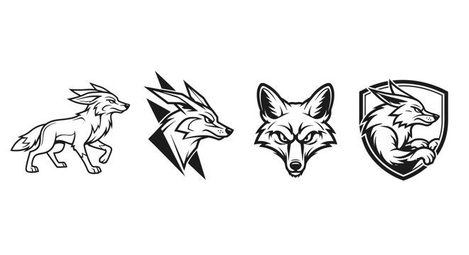 Monochrome Fox Mascot Designs - A Collection of Striking Illustrations.