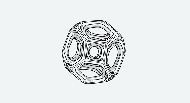 Abstract geometric shape, 3D rendering, intricate cellular structure, organic design, science fiction