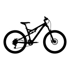 Fototapeta premium Silhouette of a full suspension mountain bicycle against a white background