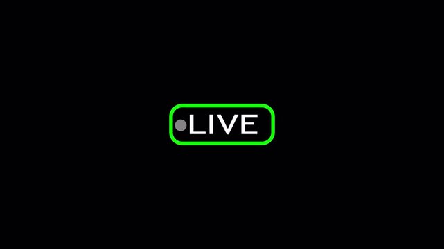 Live button Animation on transparent background,  live streaming icon animation, live streaming and broadcast icon with alpha channel.