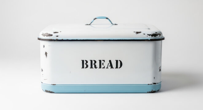 Vintage Enamel Bread Box Storage Container