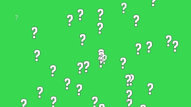 Animated Question Mark Symbols on Green Screen Chroma Key	