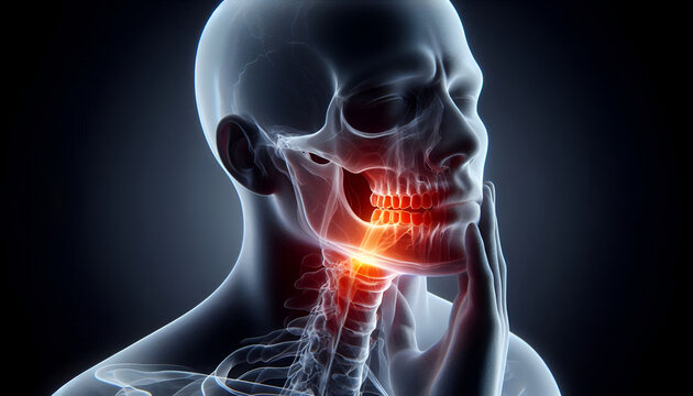 3D Anatomy Illustration of Jaw Pain and Dental Anatomy Illustration