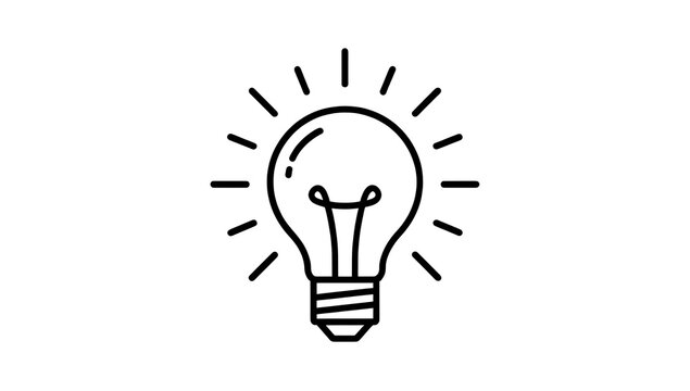 creative lightbulb idea concept with glowing rays flat icon design for innovation and inspiration