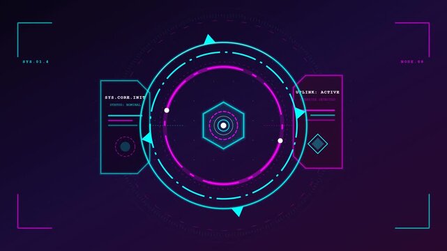 Futuristic digital user interface displaying active system status and override alerts