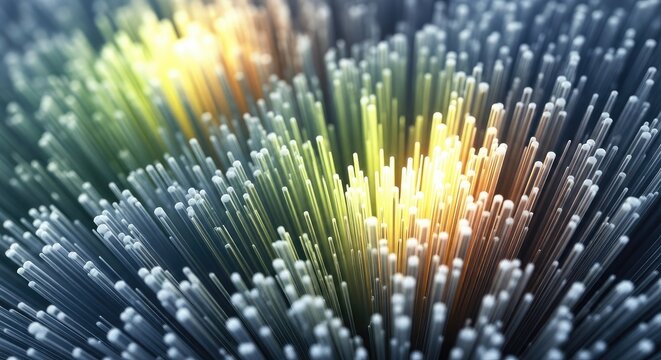 Abstract digital art 3 d rendered array of vertical lines and illumination