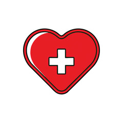 Fototapeta premium Red Heart with White Medical Cross Symbol.