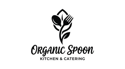 Fototapeta premium Organic Spoon Kitchen and Catering Logo Design.