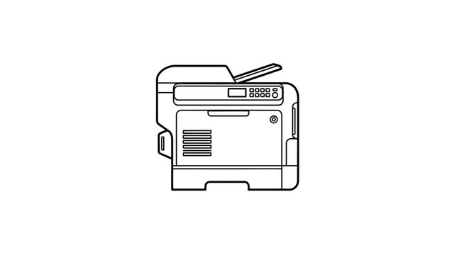 Minimalist Line Art Icon of an Office Multifunction Printer