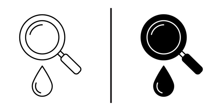 Medical pipette or eye dropper with liquid drop line and silhouette icon.