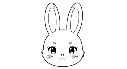 Obraz premium Cute Kawaii Rabbit Head Line Art Illustration
