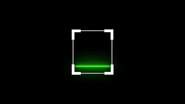 Glowing Scan icon showing scanner process. QR code being a scanning concept.
