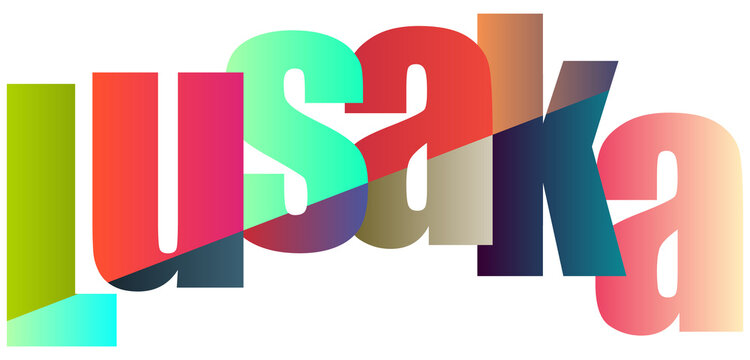 Colorful stylized text lusaka design with gradient letters 